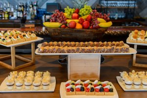 An assortment of small desserts on display