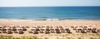 beach with cabanas 