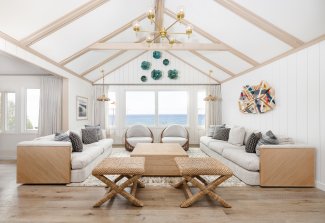 The living in the Ocean View Three Bedroom Cottage at Gurney's Montauk Resort